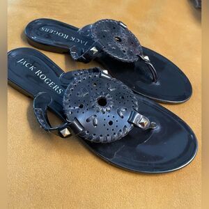 Jack Rogers Collins Jelly Sandals Thongs Black 7